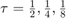 $\tau=\frac12,\frac14,\frac18$