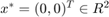 $x^*=(0,0)^T \in R^2$