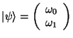 $\vert\psi\rangle = \left( \begin{array}{c}\omega_0 \\ \omega_1 \end{array} \right)$