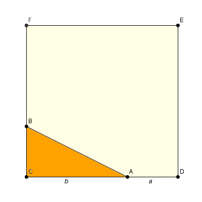 Pravoúhlý trojúhelník ABC ve čtverci