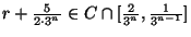 r+\frac5{2\cdot3^n}\in C\cap [\frac2{3^n},\frac1{3^{n-1}}]$