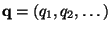 \mathbf q=(q_1,q_2,\dots)$